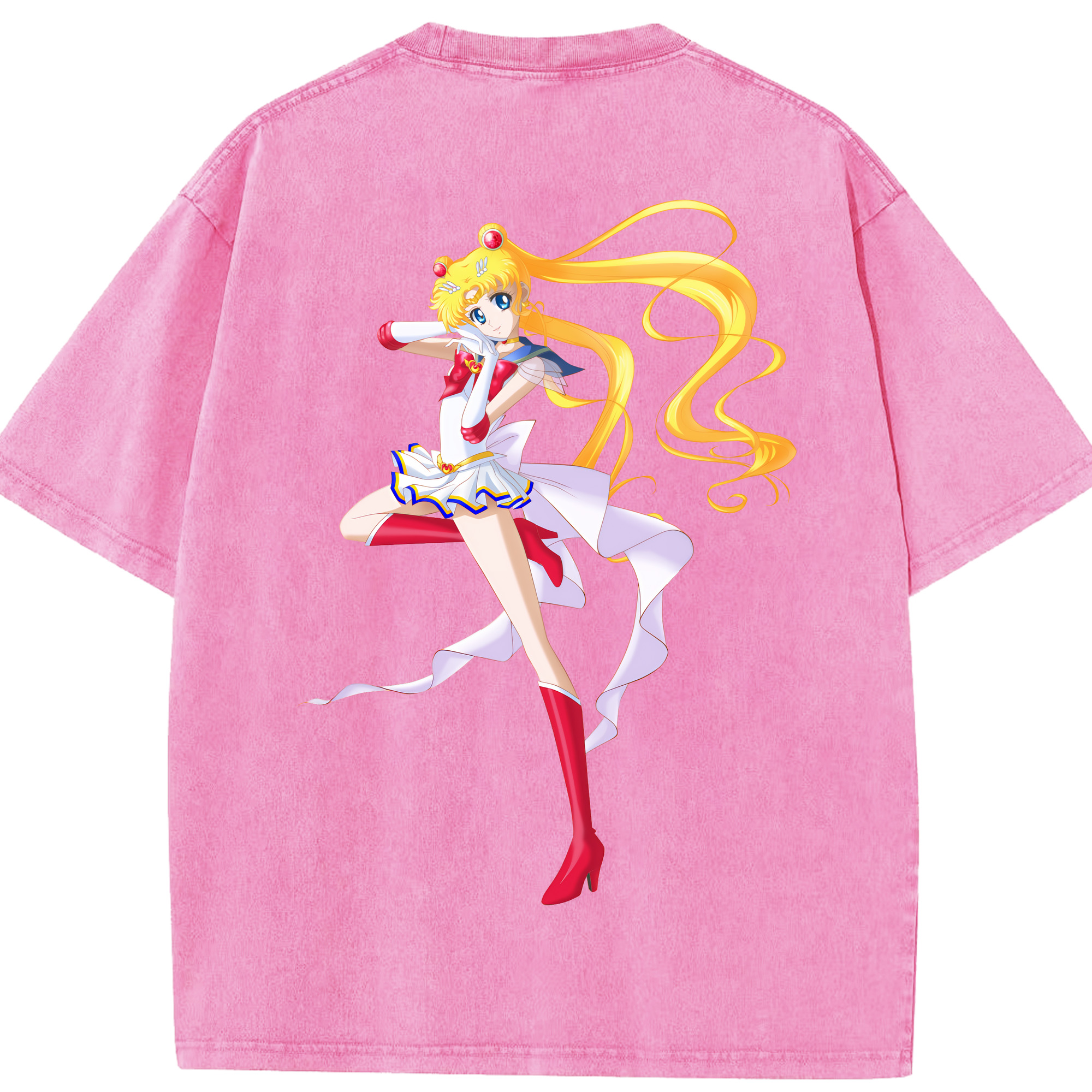 （画像用） 美少女戦士セーラームーン 月野 うさぎ つきの うさぎ Sailor Moon Tsukino Usagi 綿100% ヴィンテージ風 半袖Tシャツ（背面プリント）